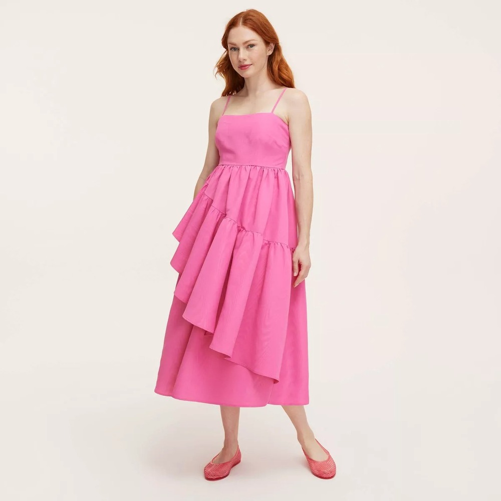 Kate Spade Target Size Medium Tiered Ruffle Midi Tank Top Dress Pink M, No Tags